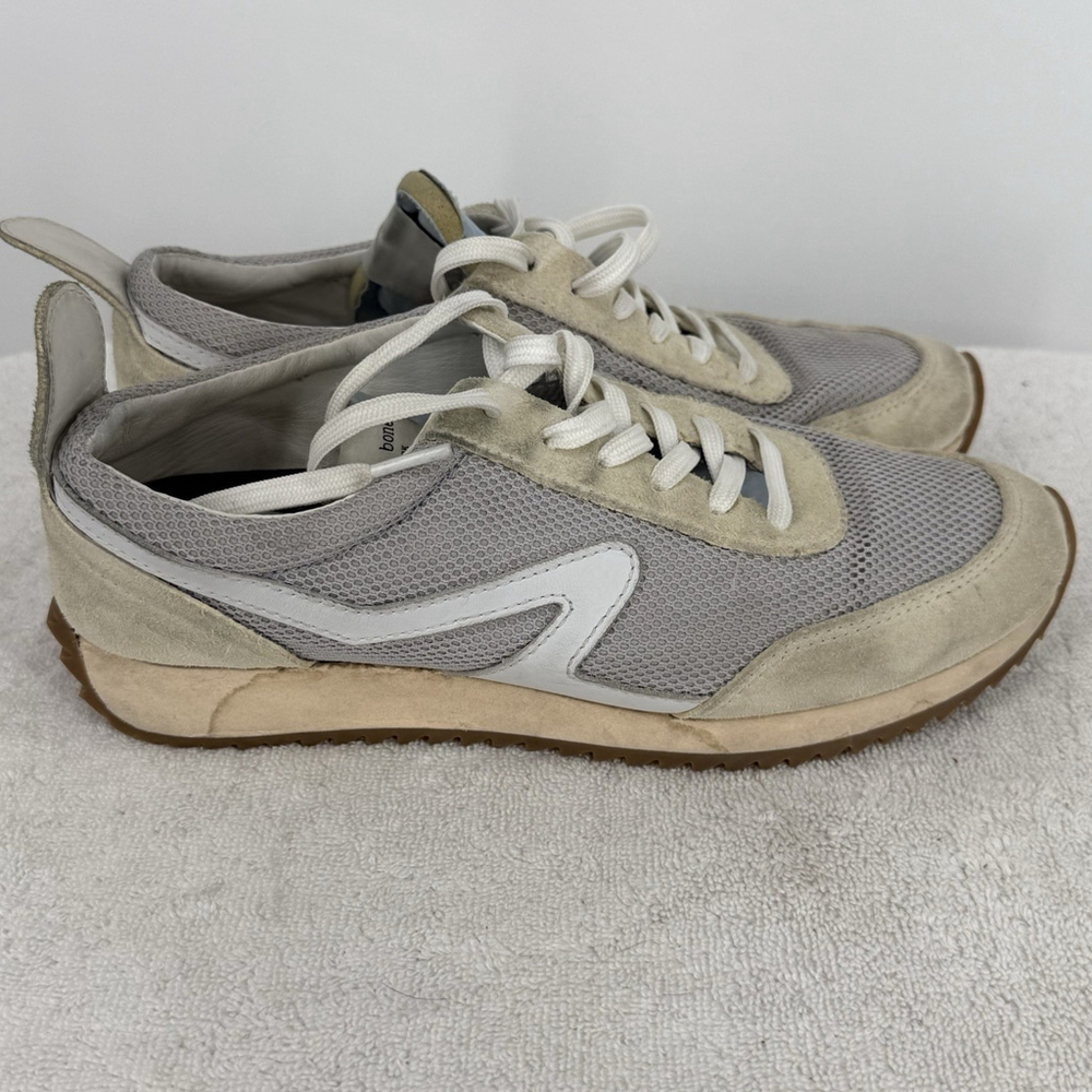 Rag & Bone Shoes Womens 38 (US 8) Moonstone Grey Retro Runner Sneakers Suede